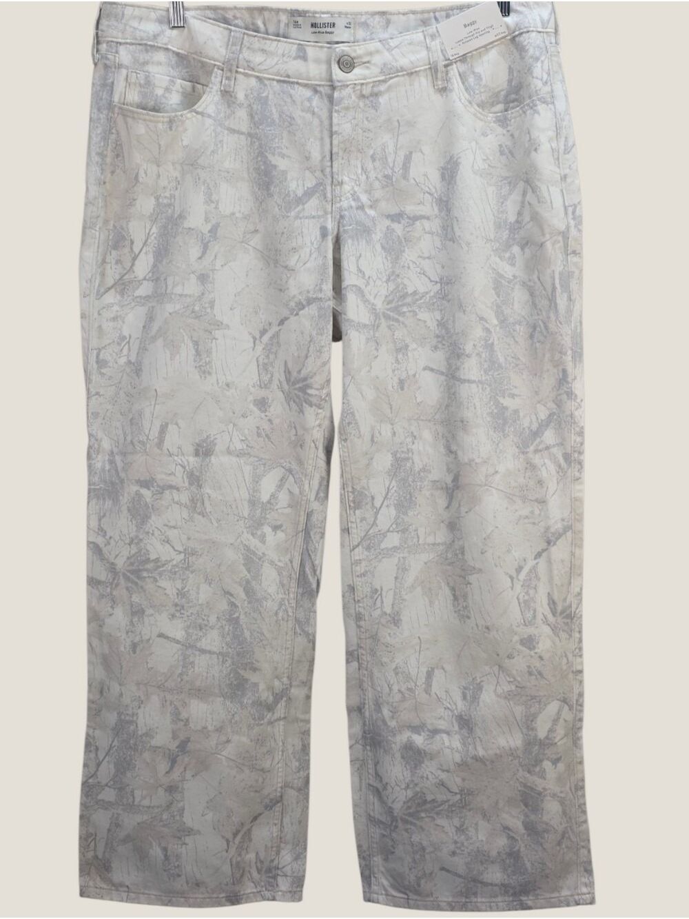 Hollister Low Rise Camo Baggy Jeans Cream Y2K Size 16 W33 NWT